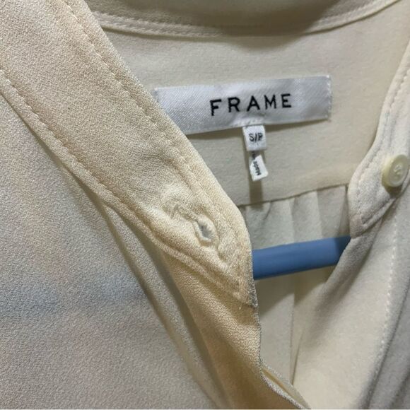 FRAME Gilian 100% Silk Puff-sleeve Top In white size small - Picture 9 of 15